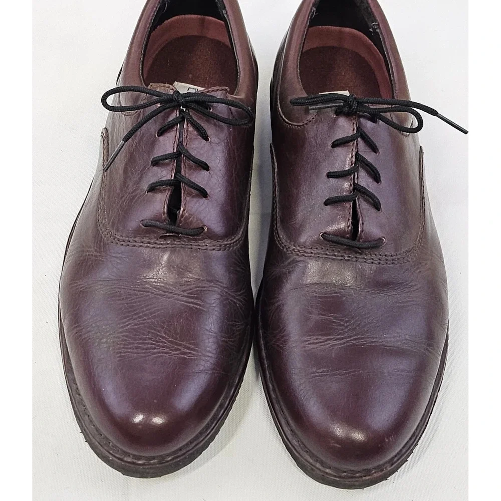 Florsheim Comfortech Mens 12 D‎ Burgundy Leather Oxford Dress Shoes Vibram 70327